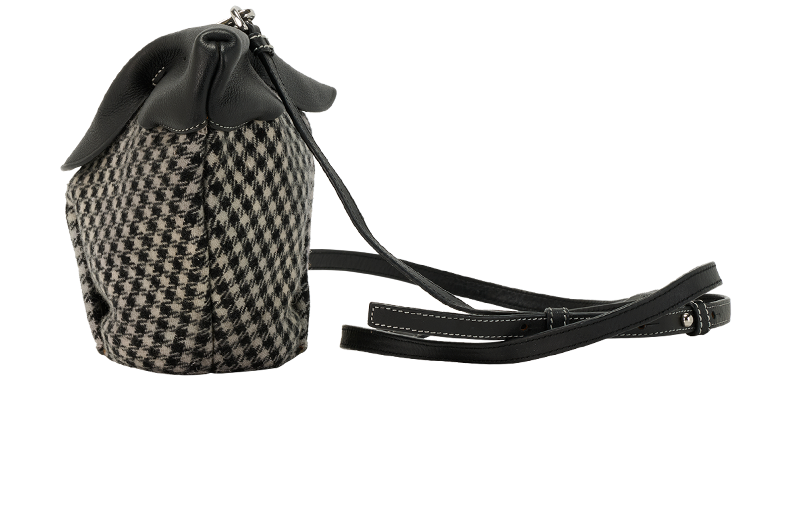 Mini Bunny Houndstooth Crossbody, &pound;495, Handbags, Black/White, Fabric/Leather, Bottom view